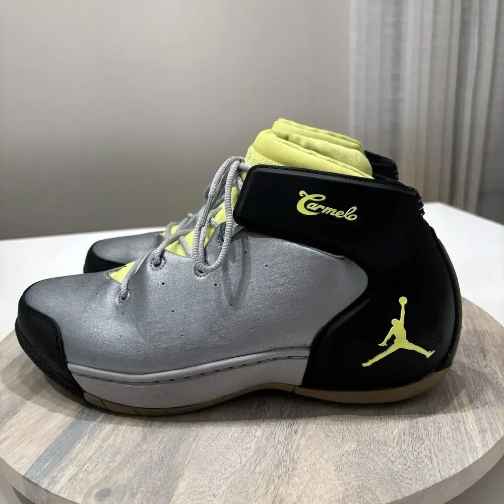 Jordan Men's Melo 1.5 Wolf Grey Volt Ice Leather Basketball Sneakers US Size 9.5 - Picture 7 of 13